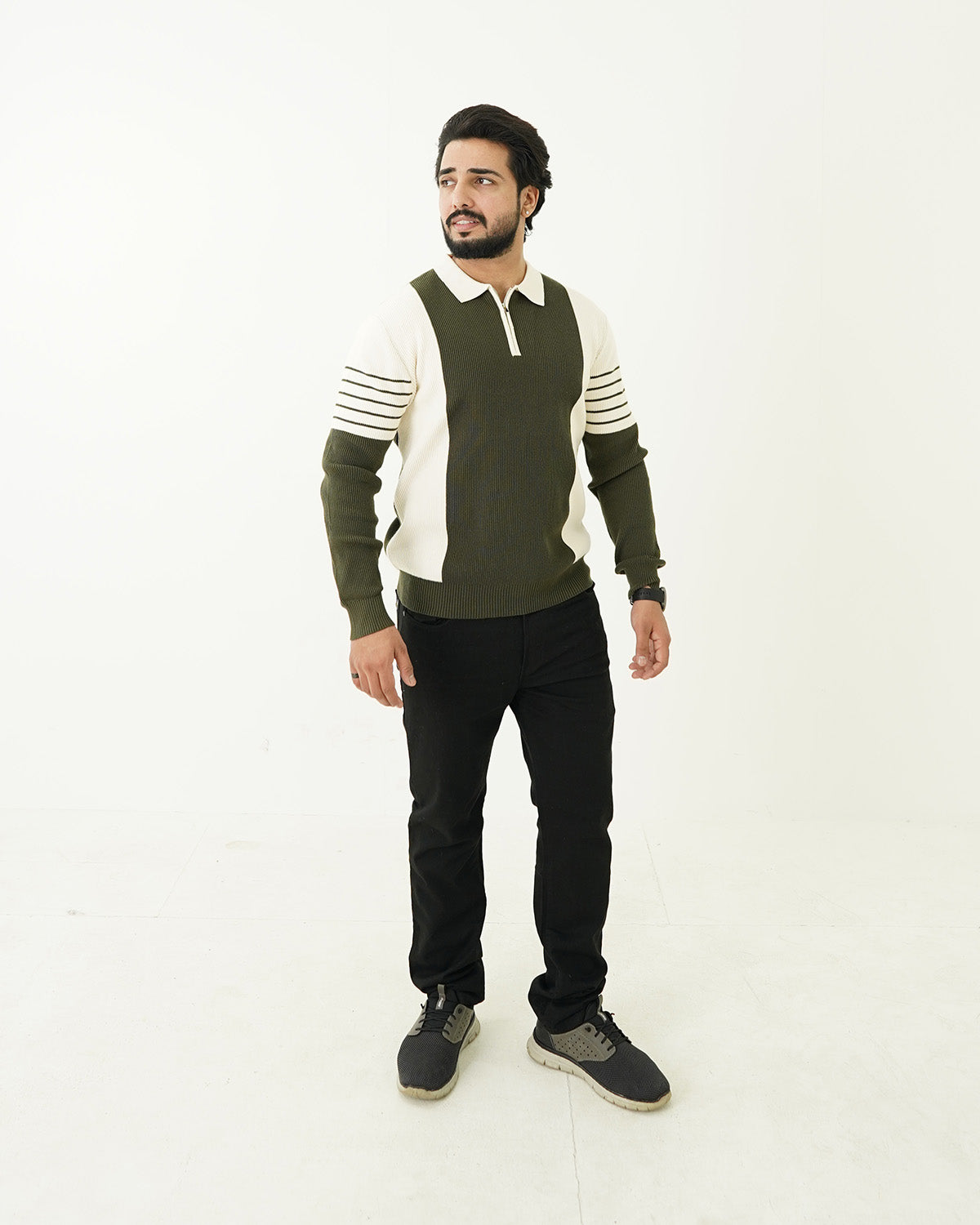 Zip Neck Polo Sweater