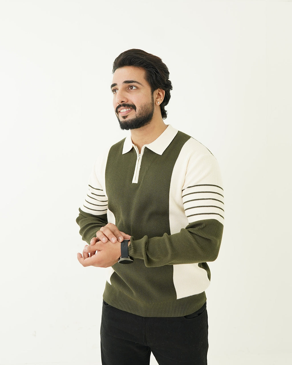 Zip Neck Polo Sweater