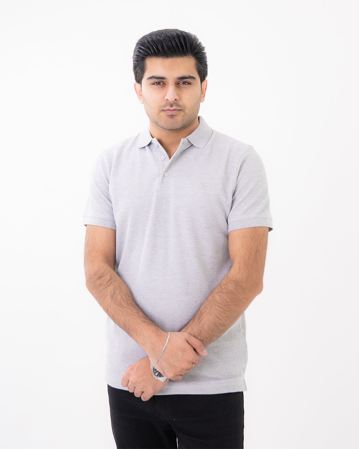 Grey Knit Polo