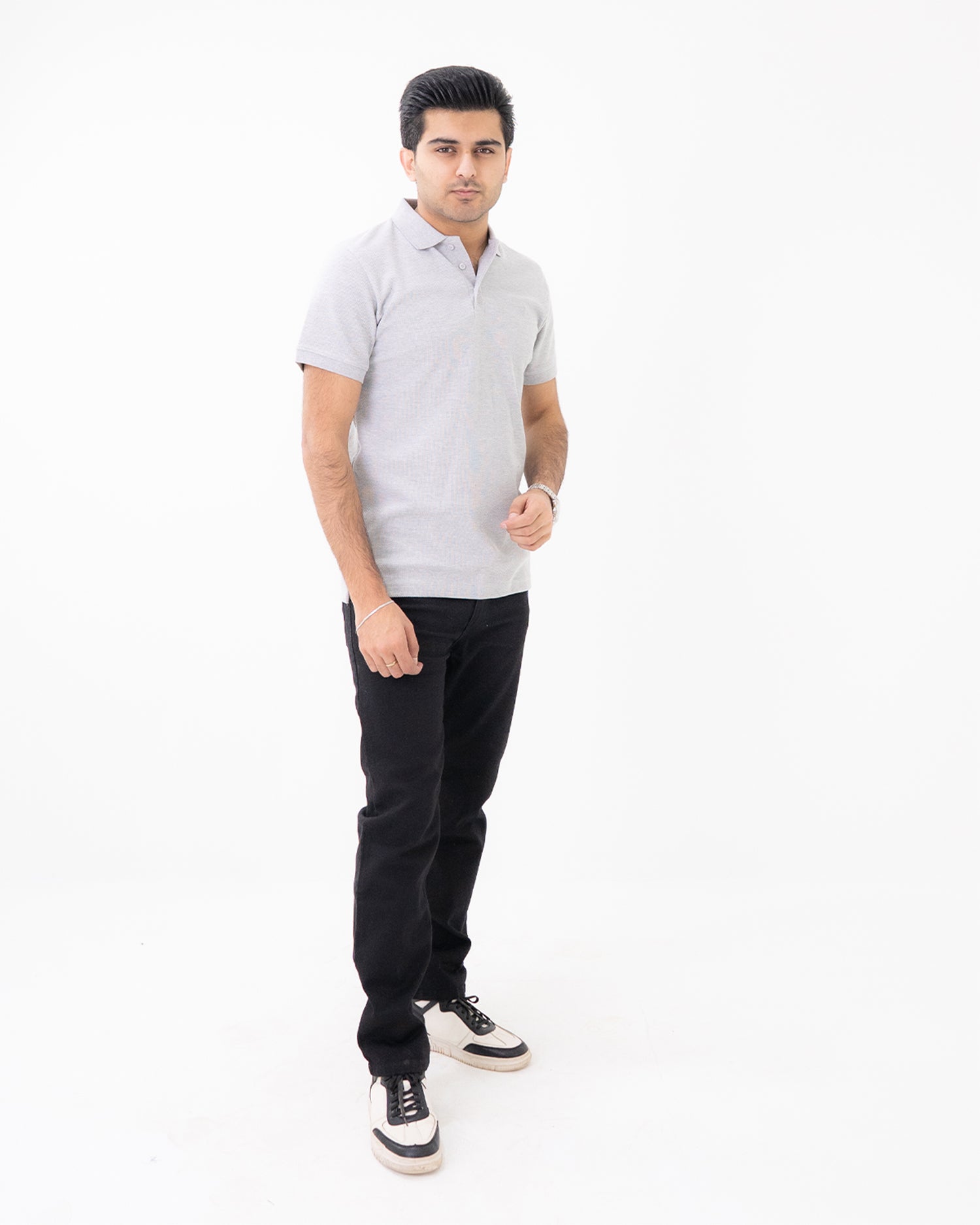 Grey Knit Polo