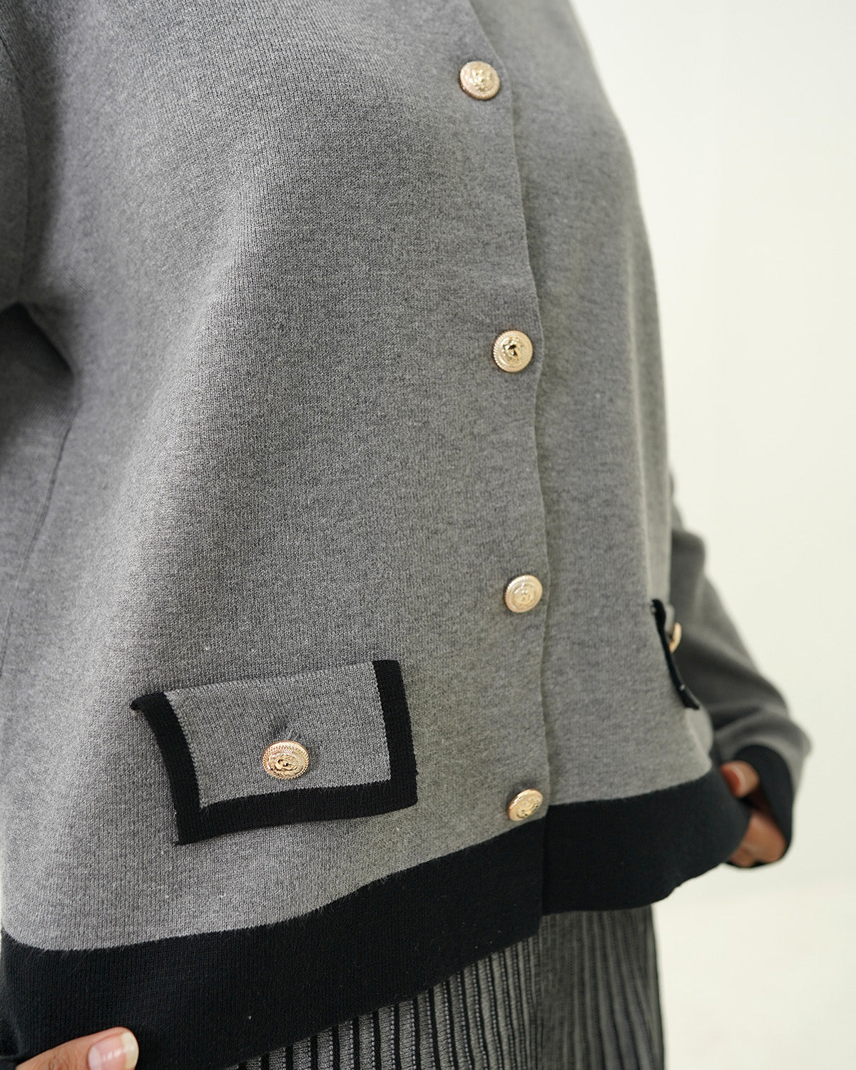 Silver Mist Button Shirt & Pleated Skirt Set