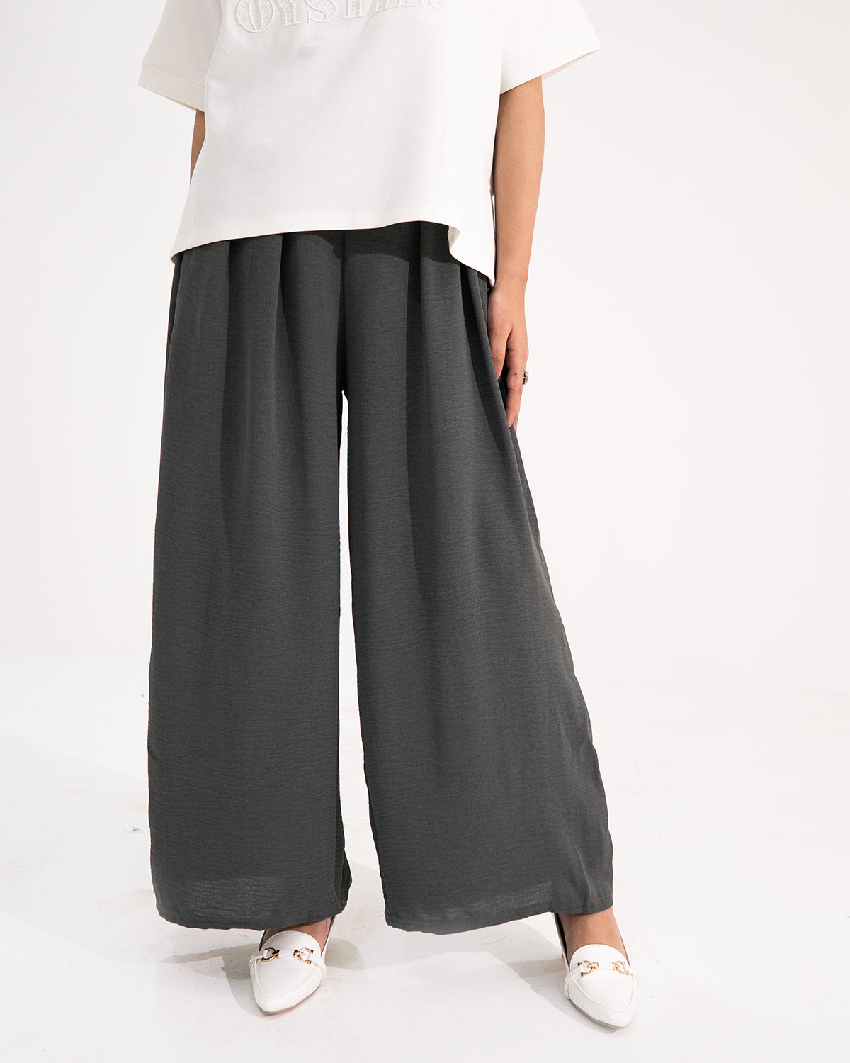 Grey Wide Leg Trouser