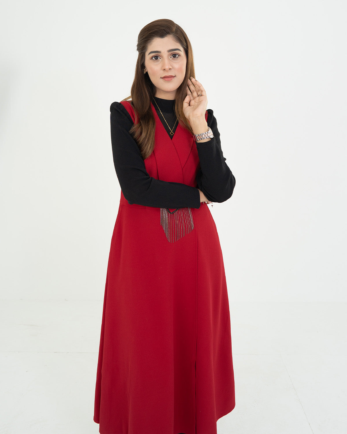 Red & Black Party Long Dress