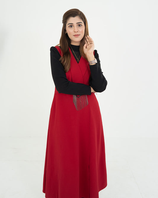 Red & Black Party Long Dress