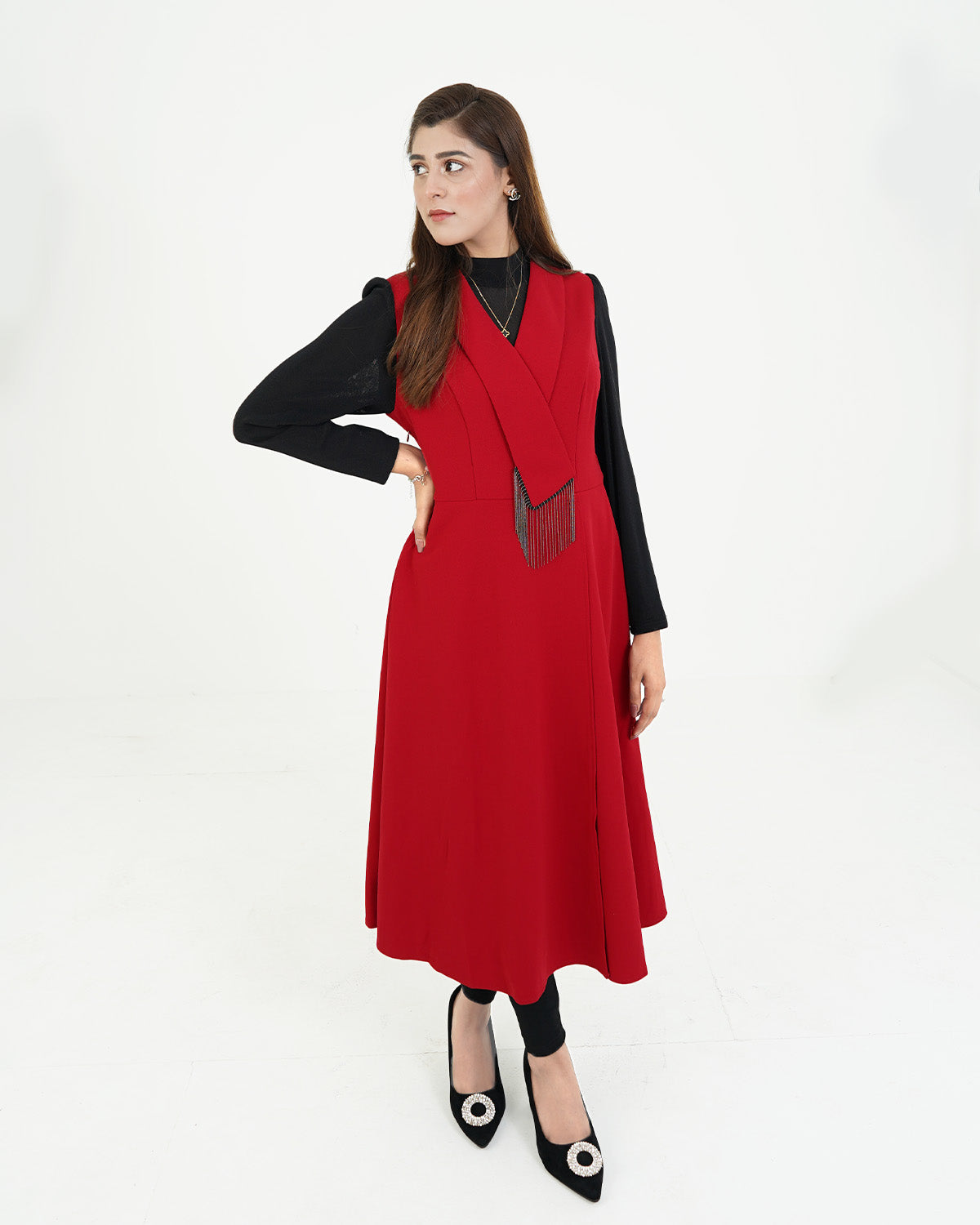 Red & Black Party Long Dress