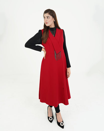 Red & Black Party Long Dress