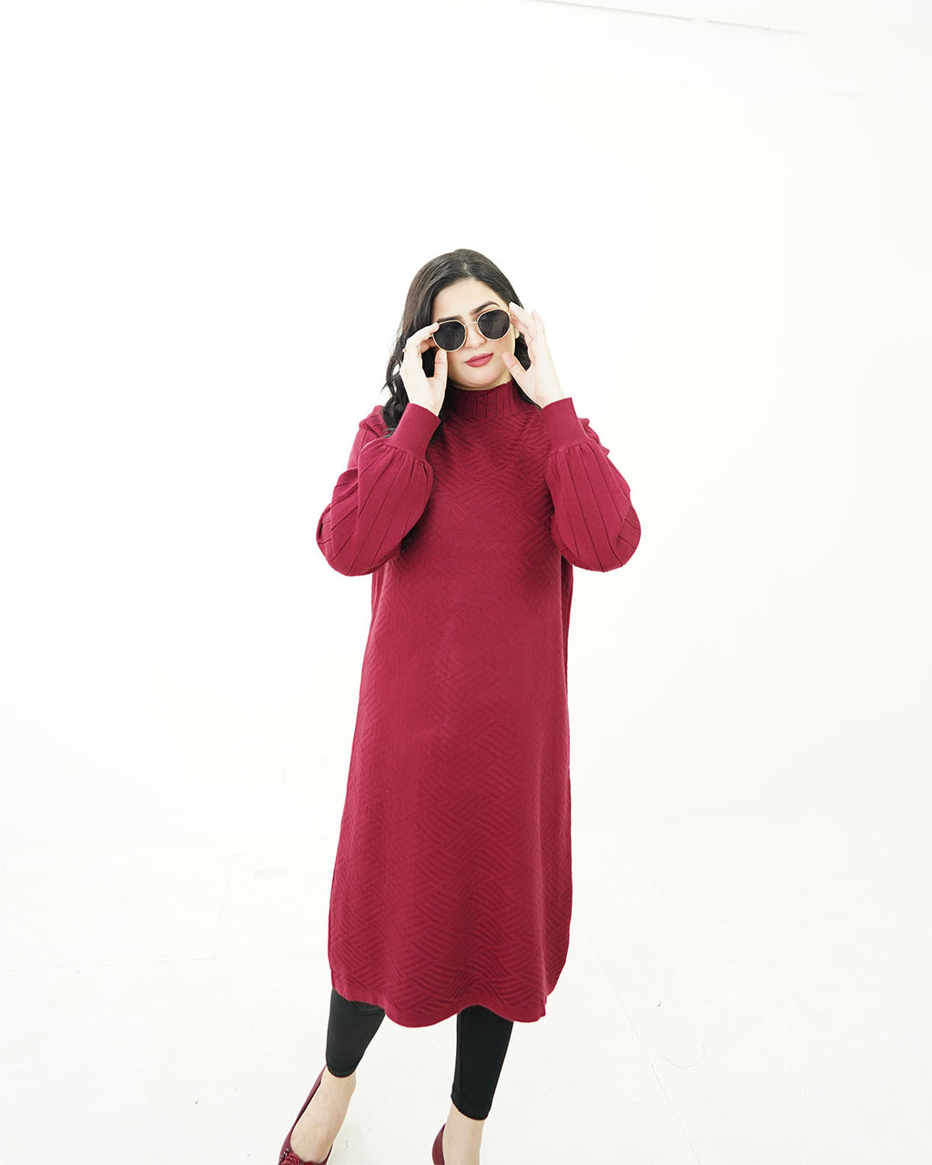 Crimson Charm Long Sweater