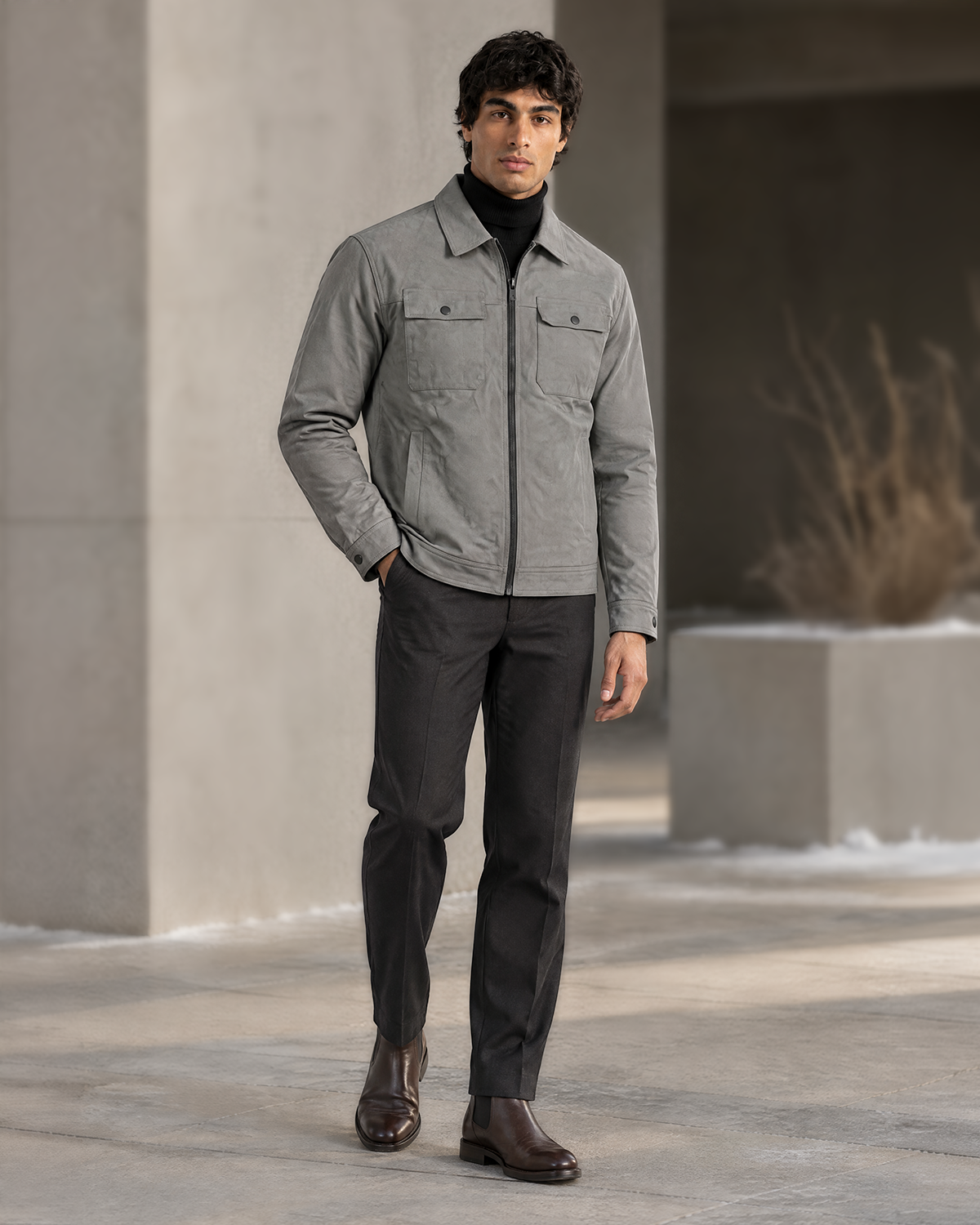 Gray Wool Trucker