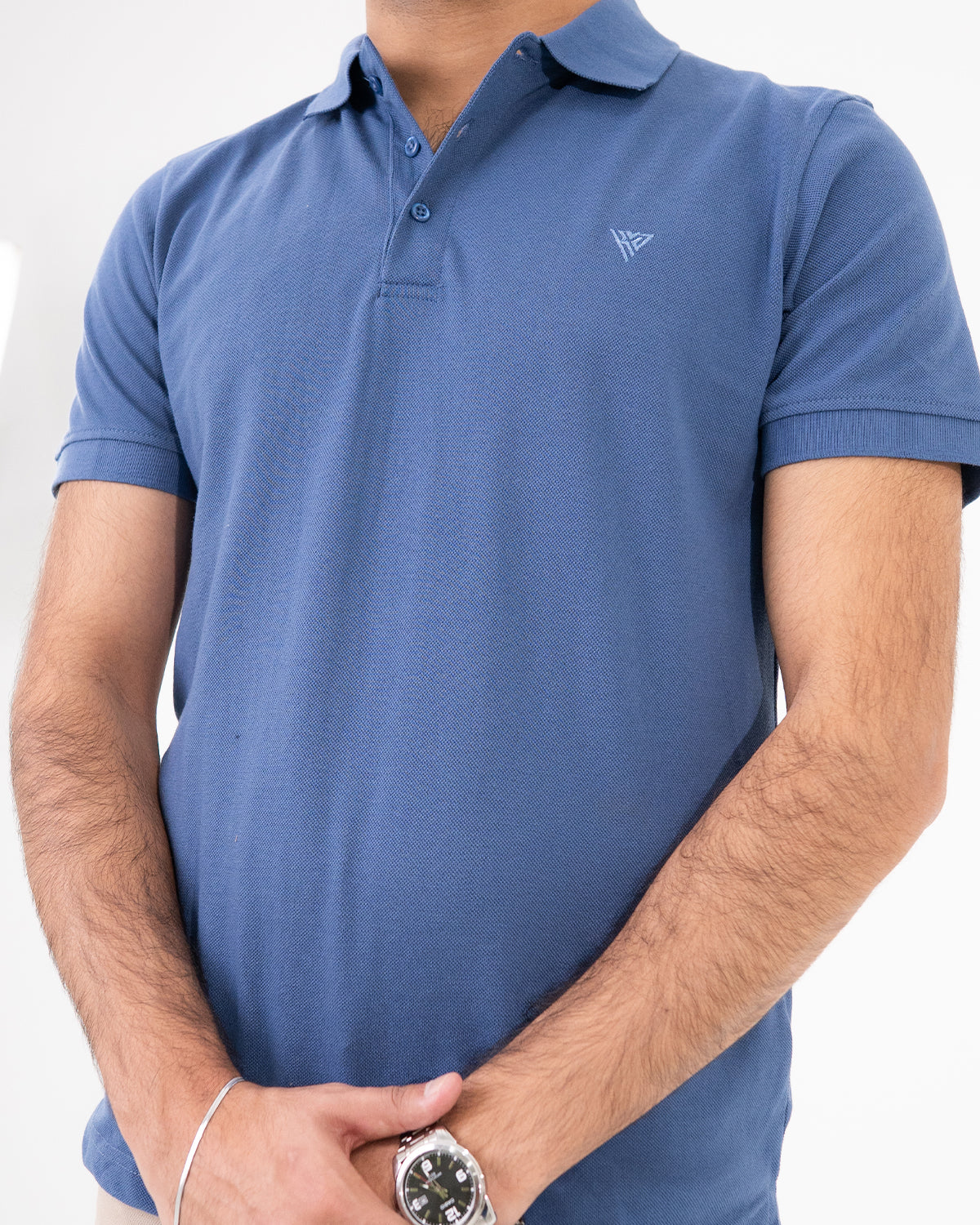 Steel Blue Knit Polo