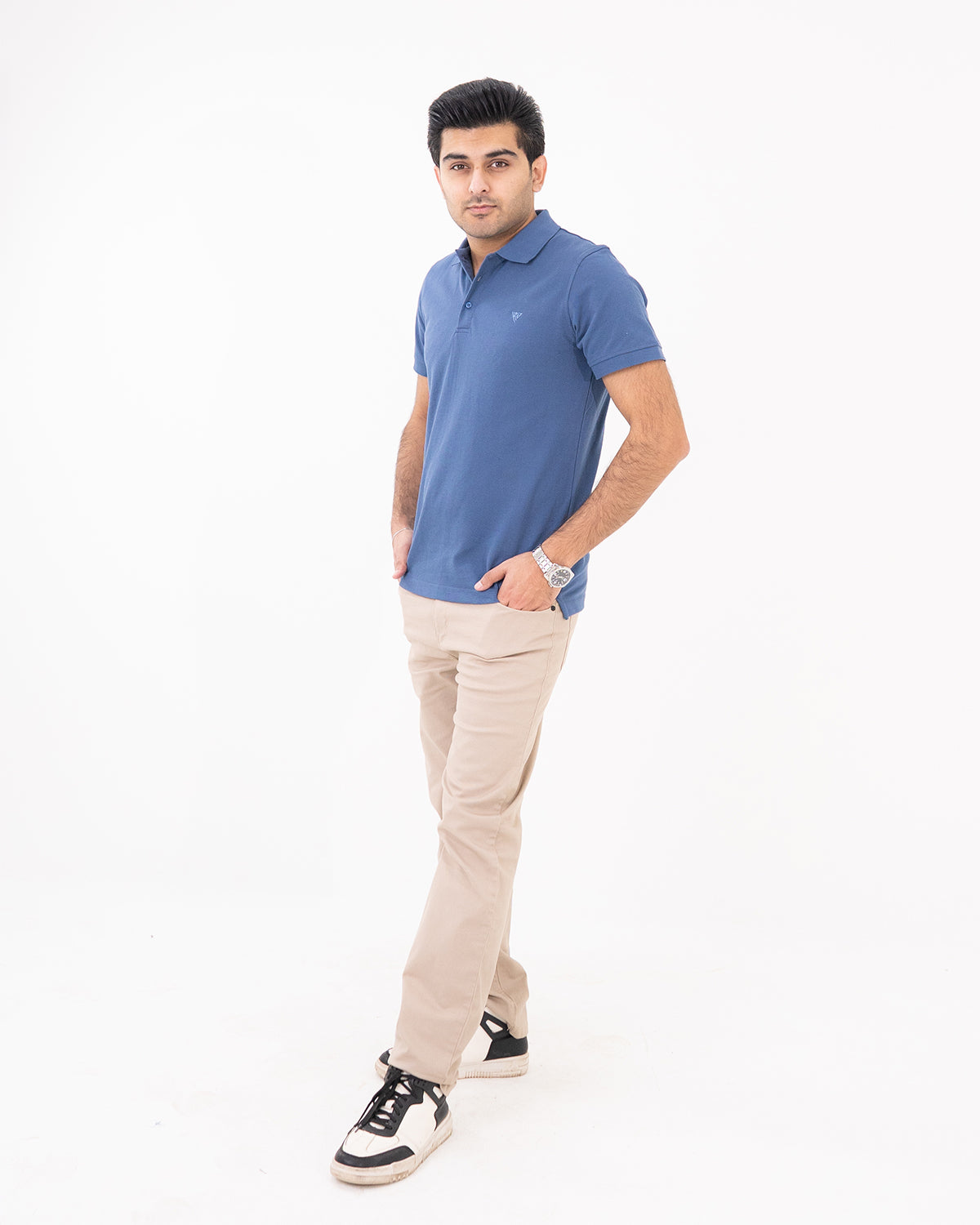 Steel Blue Knit Polo