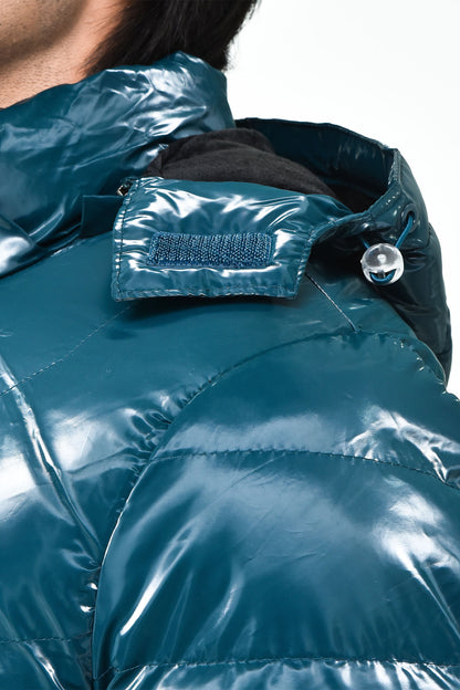 Men's Shiny Teal Puffer Jacket