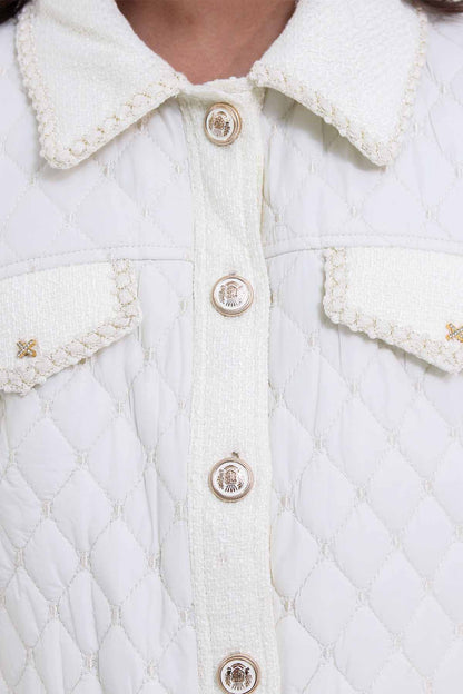 Girls' White Quilted Jacket