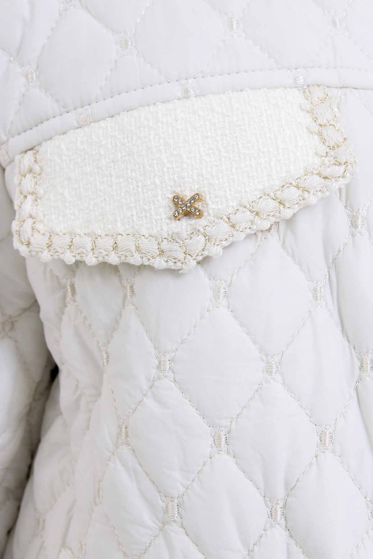 Girls' White Quilted Jacket