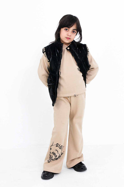 Girls' Tracksuit with Black Vest - 3 Piece