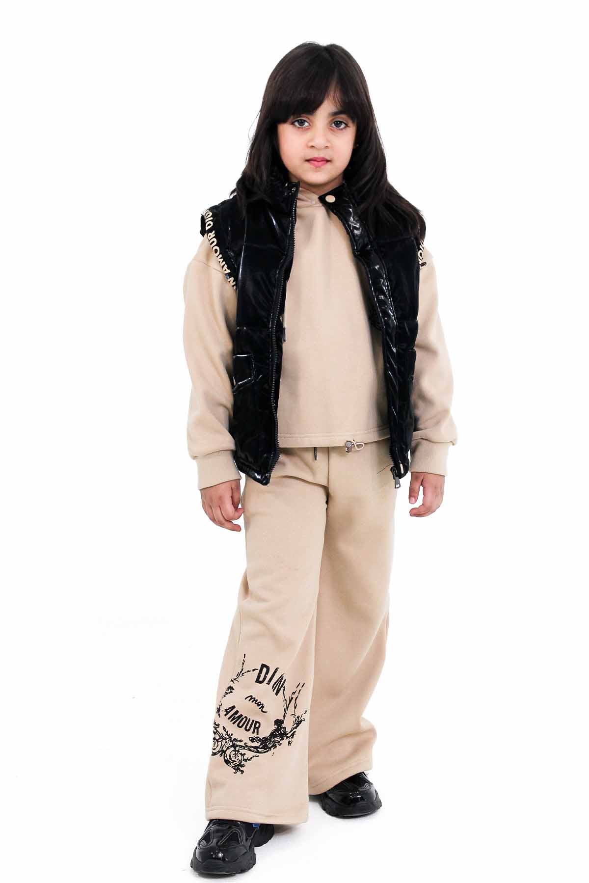 Girls' Tracksuit with Black Vest - 3 Piece