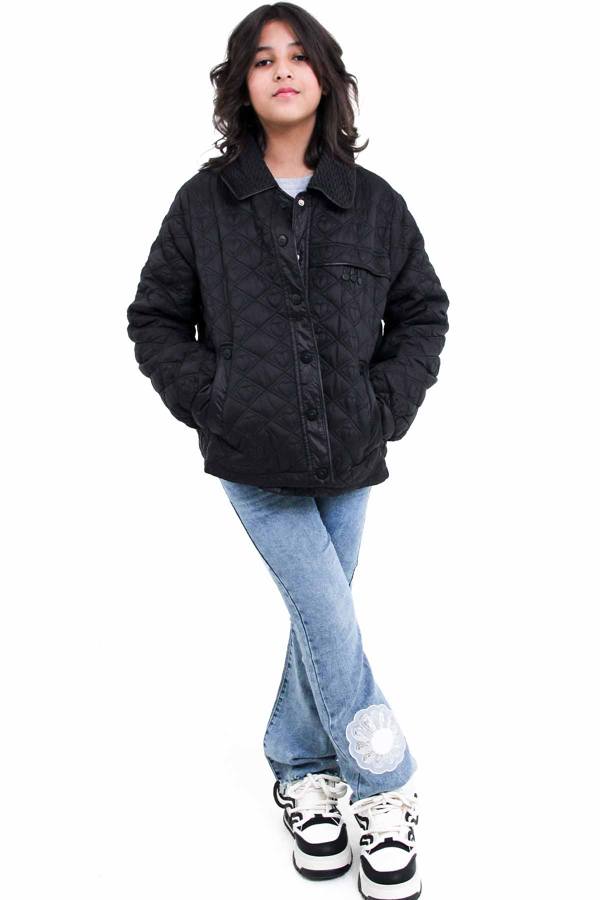 Girls' Black Quilted Jacket