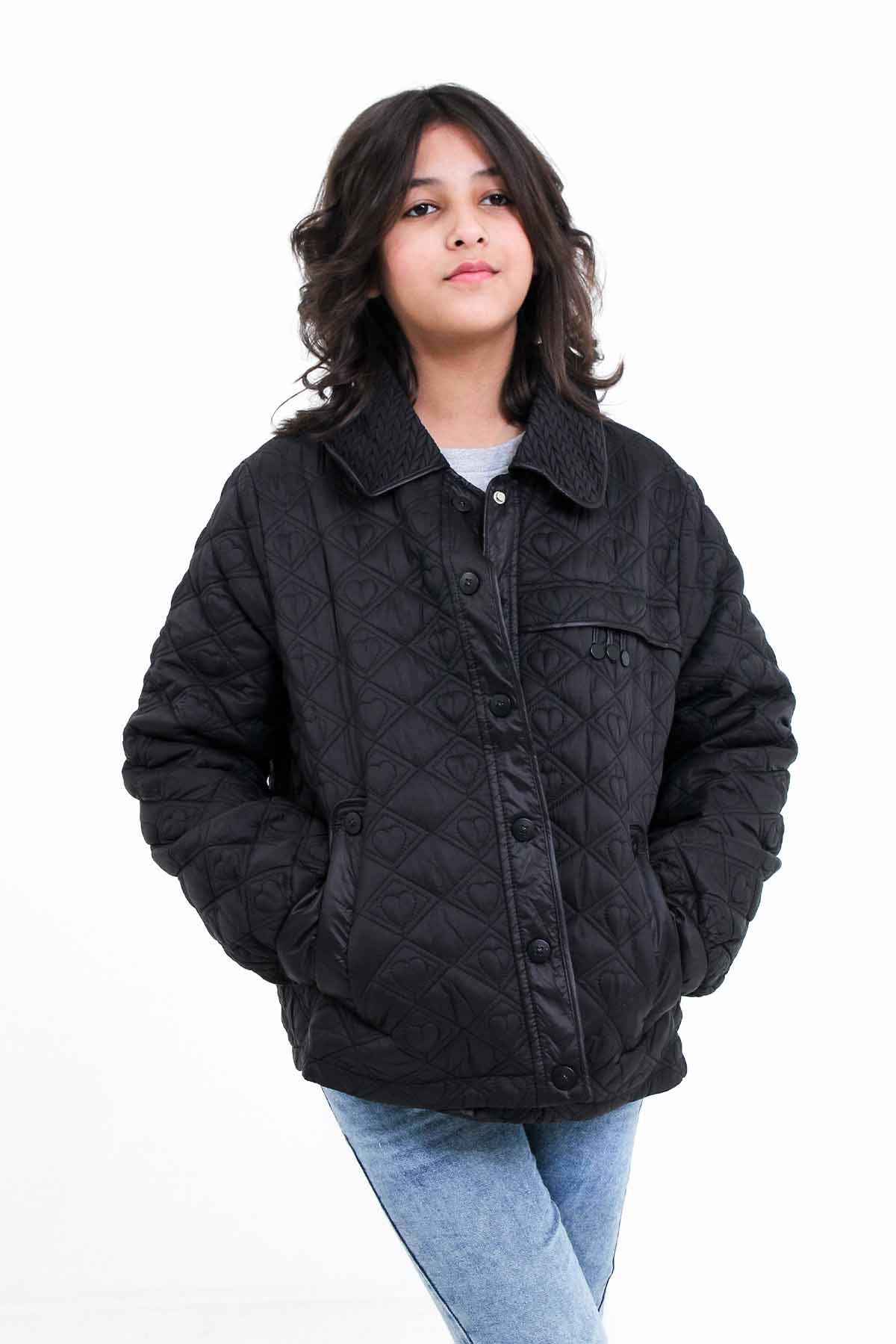 Girls' Black Quilted Jacket