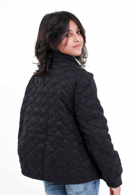 Girls' Black Quilted Jacket