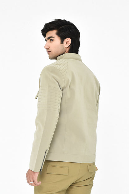 Men's Beige Biker Jacket