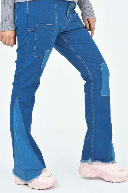 Women's Patchwork Flared Denim Jeans