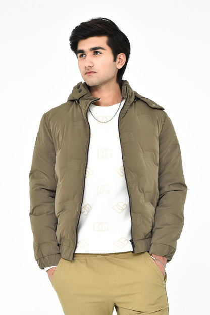 Men's Olive Hooded Puffer Jacket