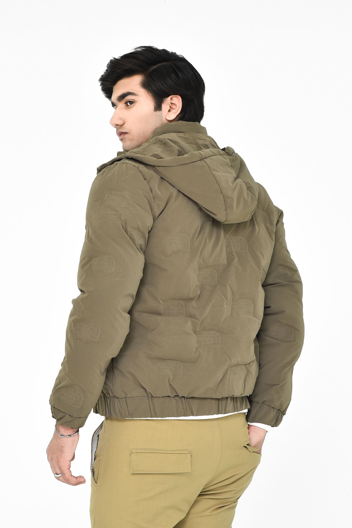 Men's Olive Hooded Puffer Jacket