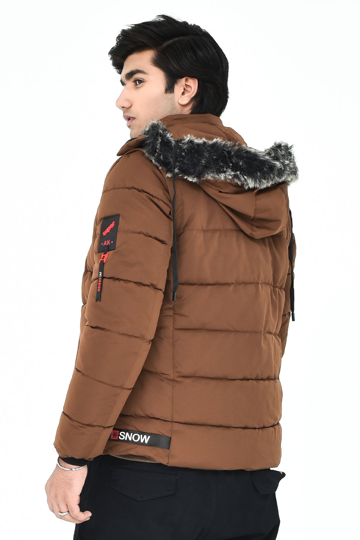 Men's Brown Puffer Jacket with Hood