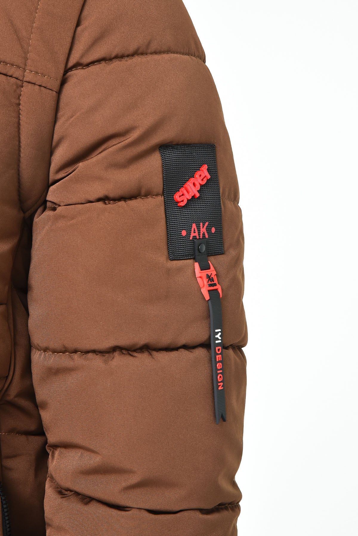 Men's Brown Puffer Jacket with Hood