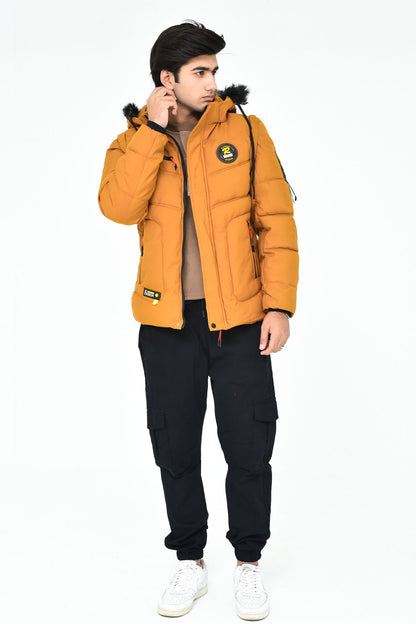 Men's Mustard Hooded Winter Jacket