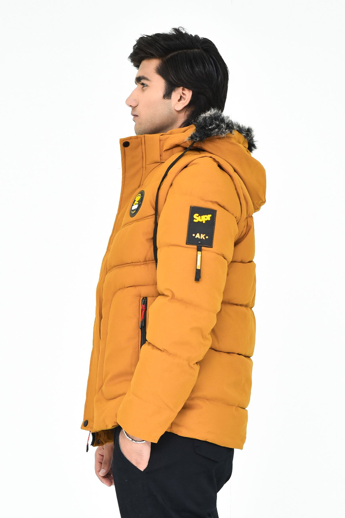 Men's Mustard Hooded Winter Jacket