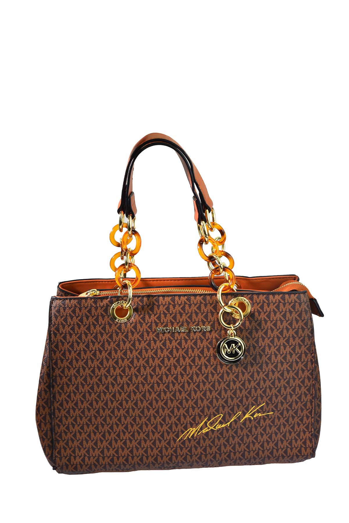 Michael Kors Signature Logo Tote Bag - Brown Color