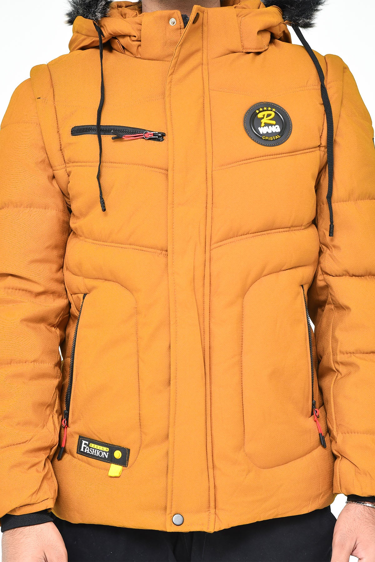 Men's Mustard Hooded Winter Jacket