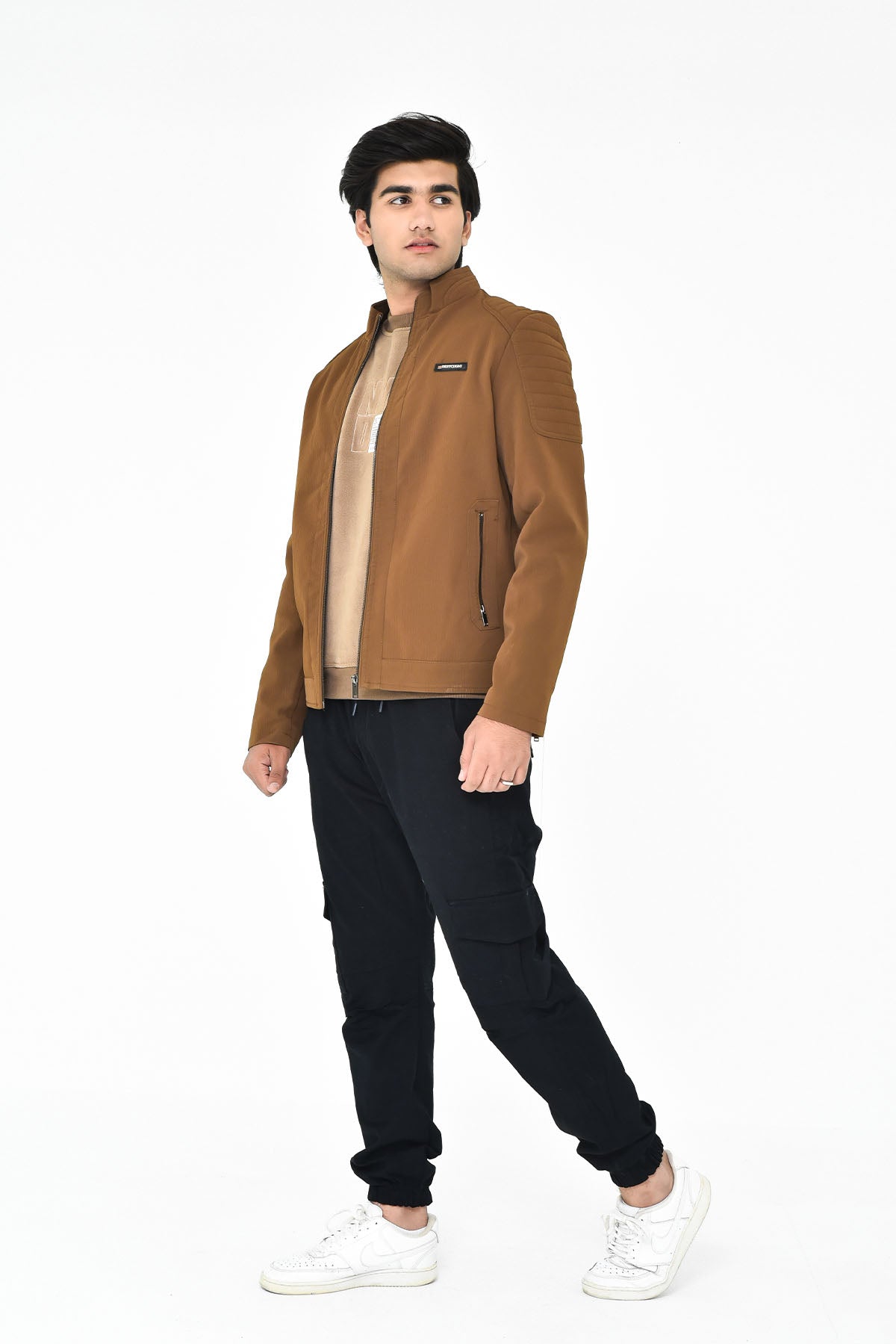 Men's Brown Casual Zipper Jacket