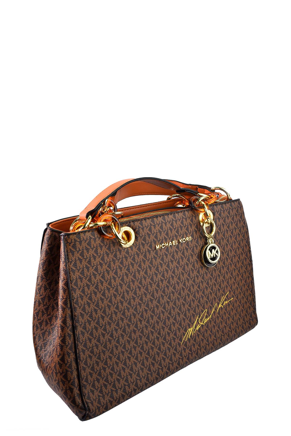 Michael Kors Signature Logo Tote Bag - Brown Color