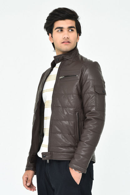 Men's Dark Brown Faux Leather Jacket