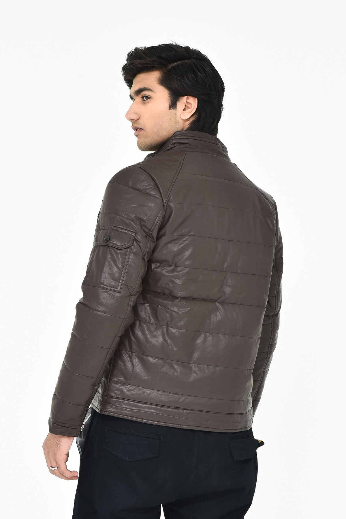 Men's Dark Brown Faux Leather Jacket