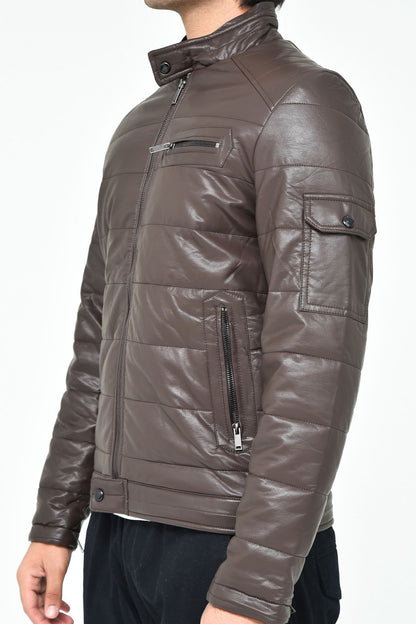 Men's Dark Brown Faux Leather Jacket