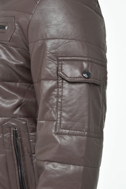 Men's Dark Brown Faux Leather Jacket