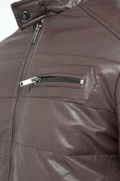 Men's Dark Brown Faux Leather Jacket