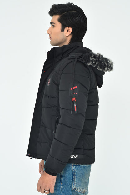 Men's Black Hooded Winter Jacket