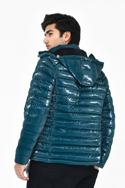 Men's Shiny Teal Puffer Jacket