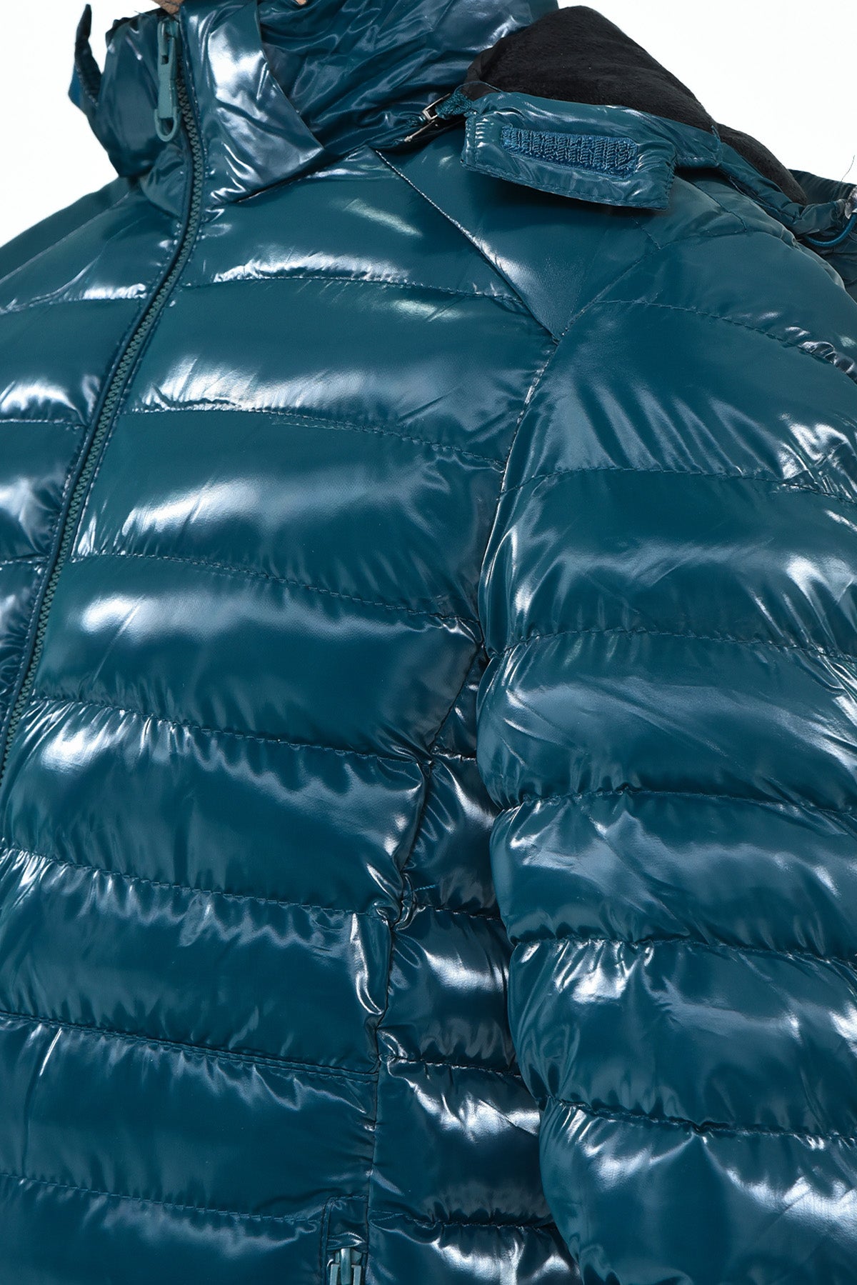 Men's Shiny Teal Puffer Jacket