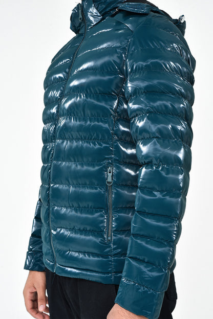 Men's Shiny Teal Puffer Jacket