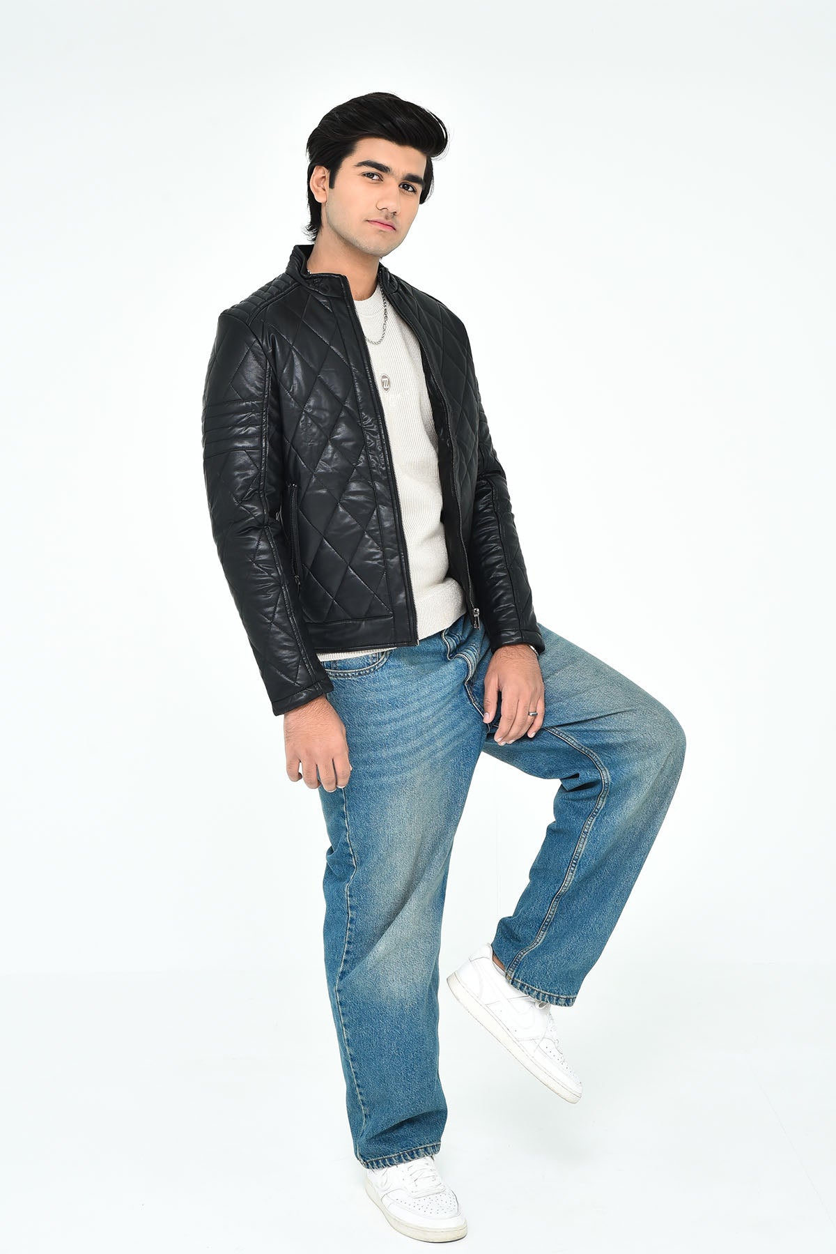 Men's Black Quilted Leather Jacket