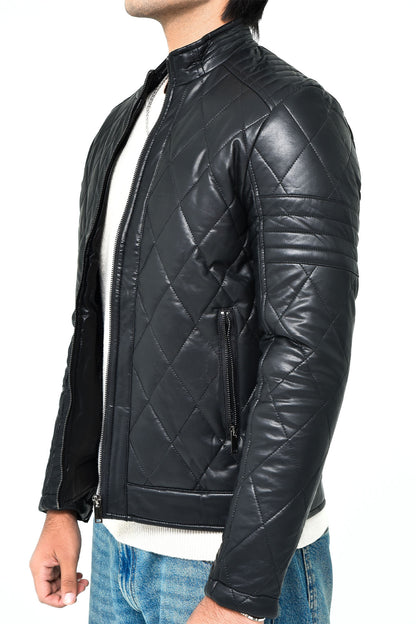 Men's Black Quilted Leather Jacket