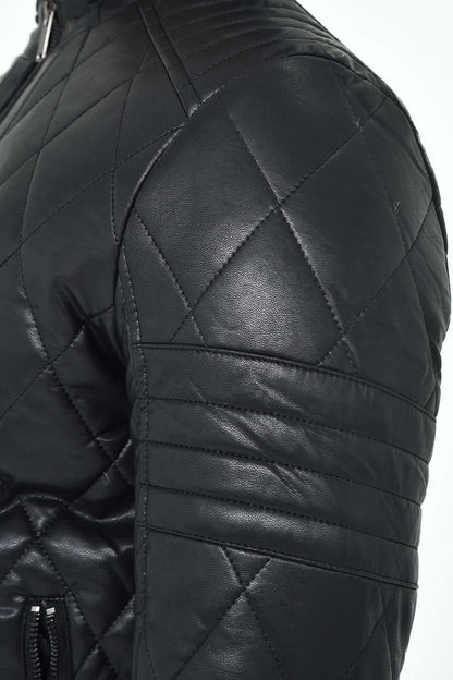 Men's Black Quilted Leather Jacket