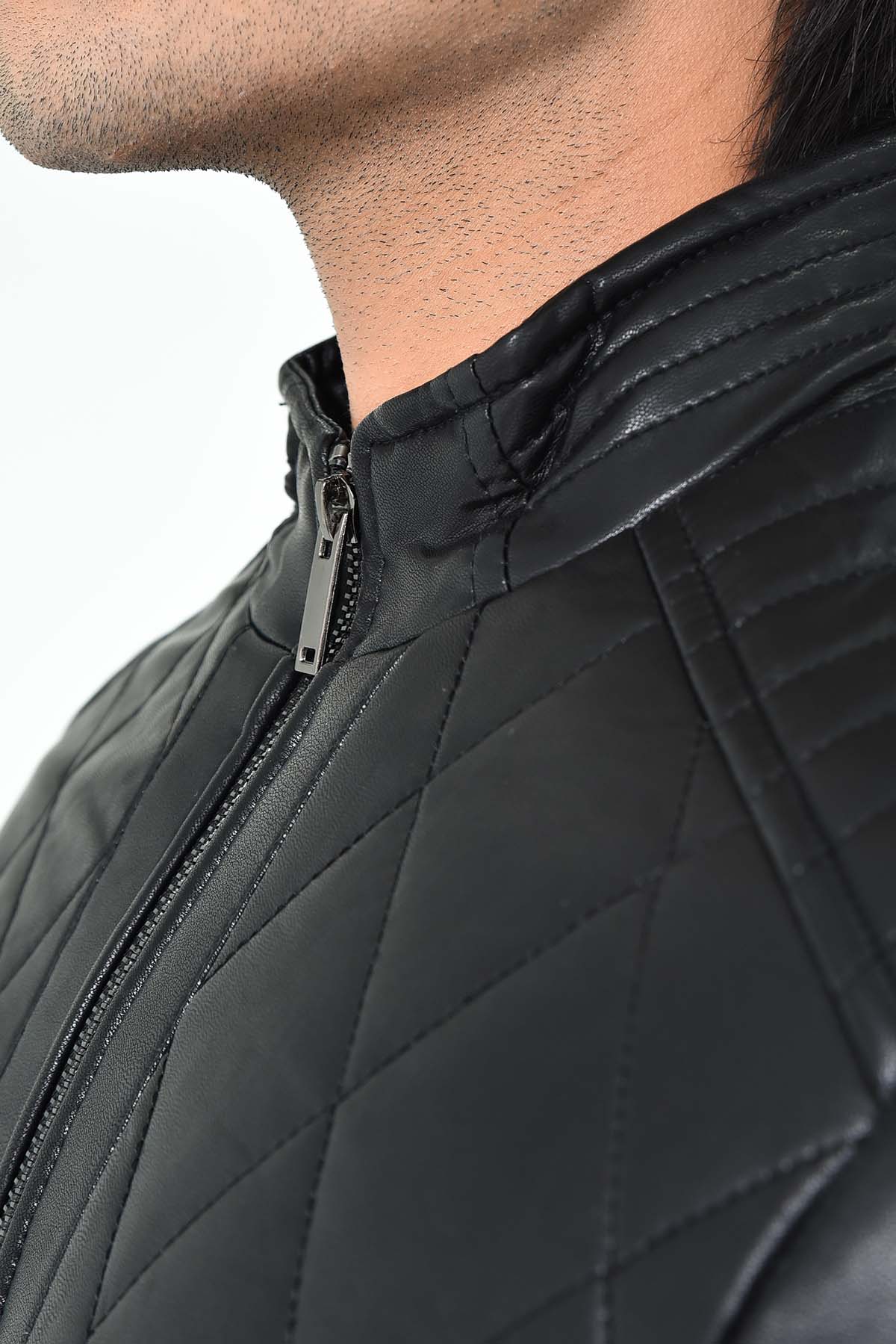 Men's Black Quilted Leather Jacket