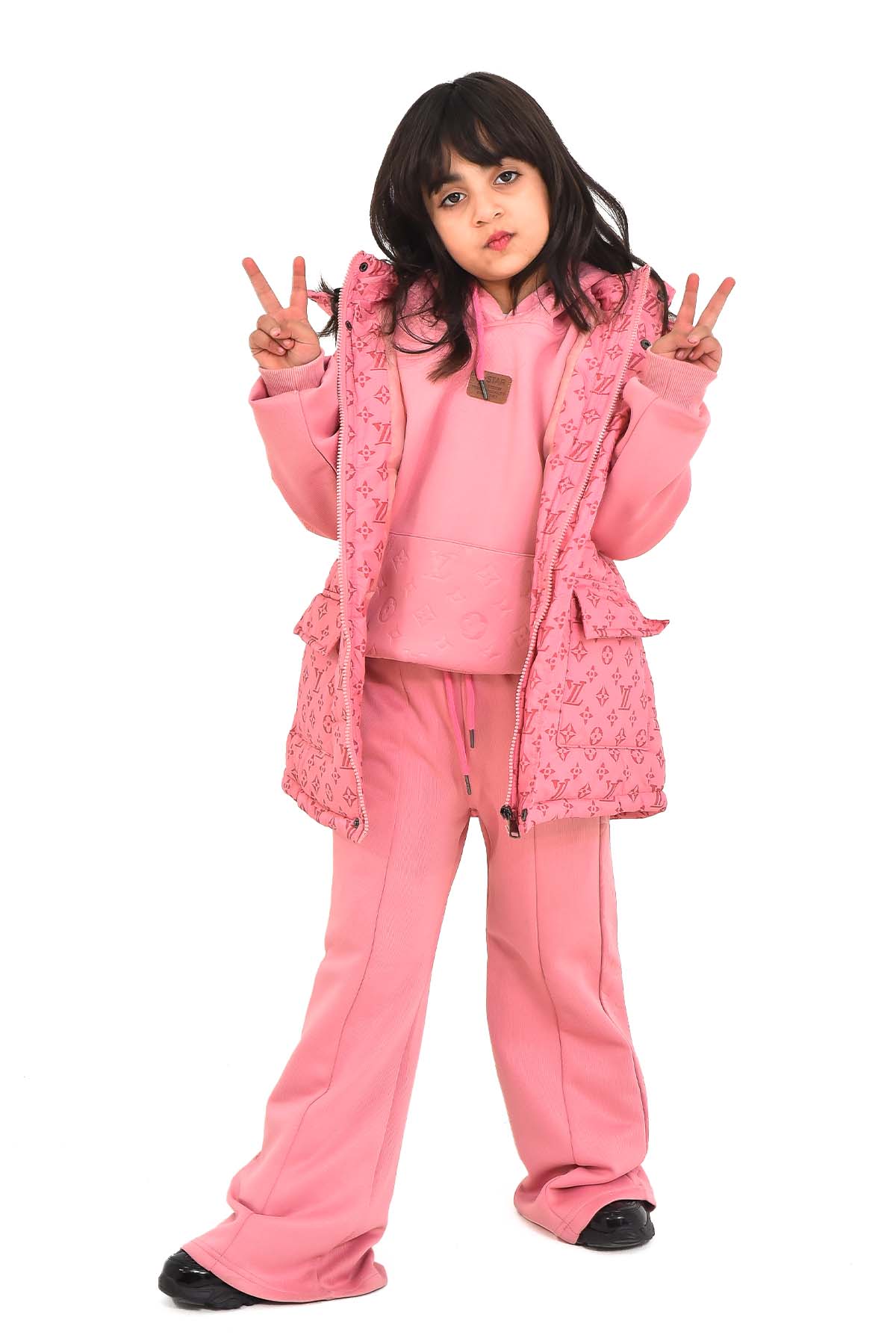 Pink Designer Kids Tracksuit - 3 Piece