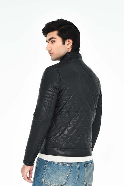 Men's Black Quilted Leather Jacket