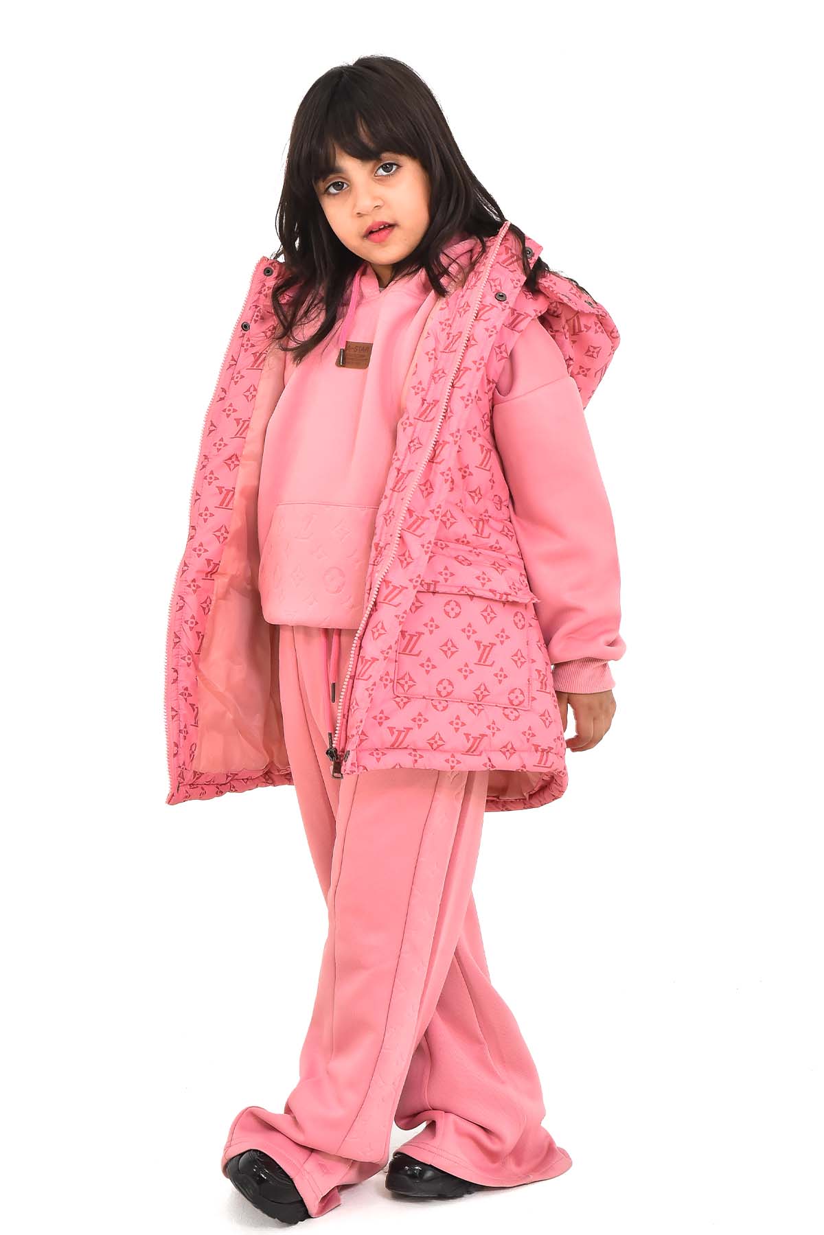 Pink Designer Kids Tracksuit - 3 Piece